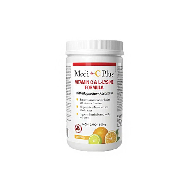 W.Gifford-Jones Medi-C Plus Vitamin C & Lysine with Magnesium 600g Citrus  | Optimize Nutrition
