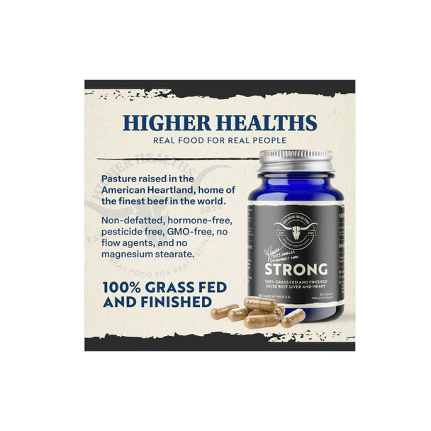 Higher Healths Strong Grass Fed Beef Liver + Heart  | Optimize Nutrition