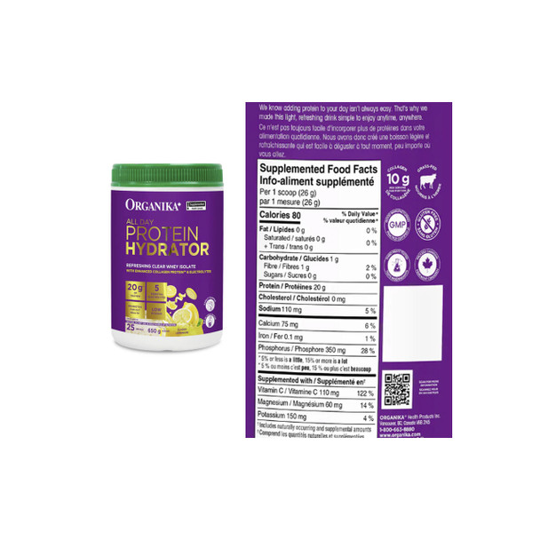 Organika All Day Protein Hydrator 650g Nutrition Facts | Optimize Nutrition