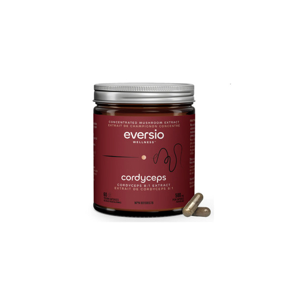 Eversio Wellness Organic Cordyceps 8:1 500mg 60Vcap Glass Jar | Optimize Nutrition