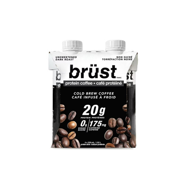 Brust Protein Coffee RTD 4x330ml Dark Roast | Optimize Nutrition