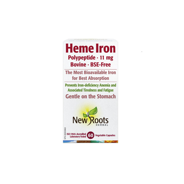 New Roots Heme Iron Bovine 60Caps | Optimize Nutrition