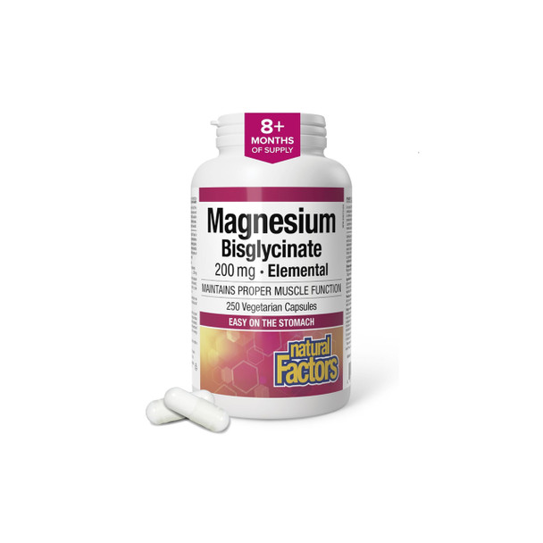 Natural Factors Magnesium Bisglycinate 200mg 250vcap | Optimize Nutrition