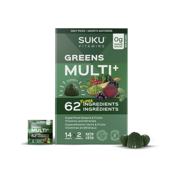 Suku Vitamins Greens Multi+ 14 Sachets x 2 Gummies | Optimize Nutrition