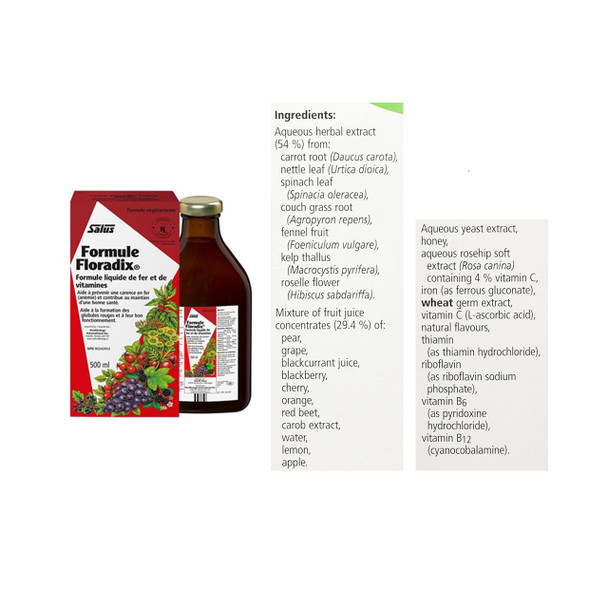 Salus Floradix Iron Ingredients | Optimize nutrition