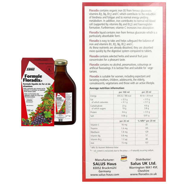 Salus Floradix Iron Label | Optimize nutrition