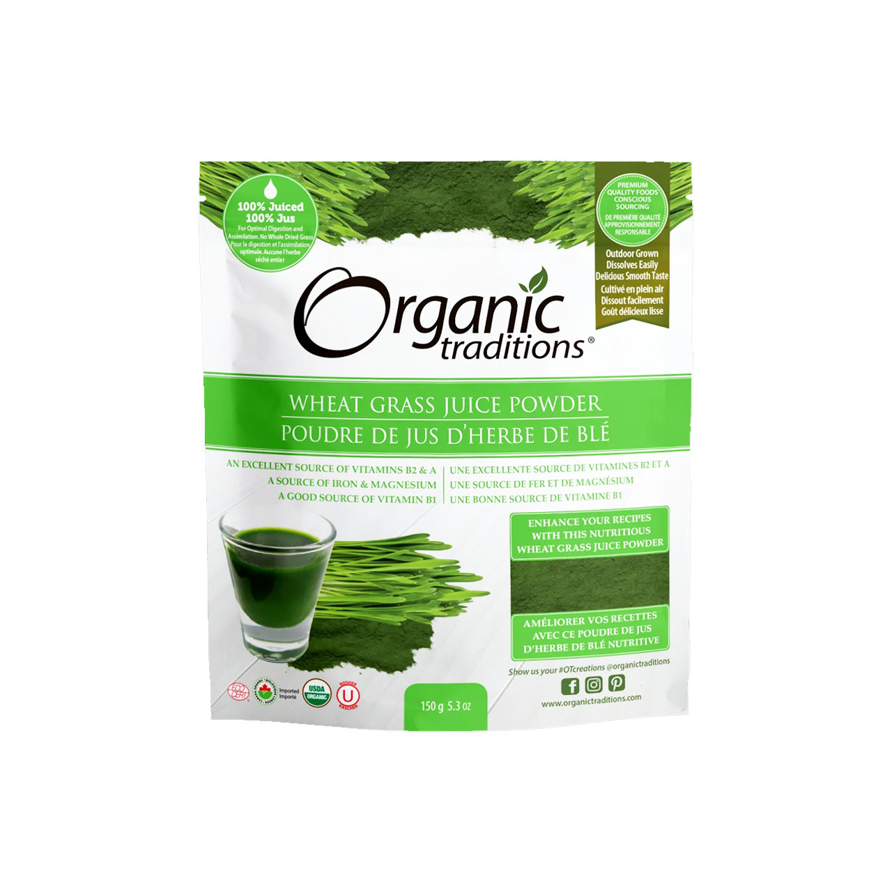 Organic Traditions Wheat Grass Juice Powder 150g 7968