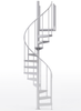 adjustable height 42" diameter spiral staircase white steel