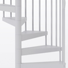 all white steel spiral staircase with adjustable height