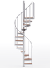 adjustable height 42" diameter spiral staircase white steel with wood treads