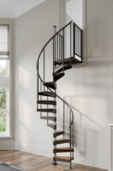 steel spiral stair kit in living room