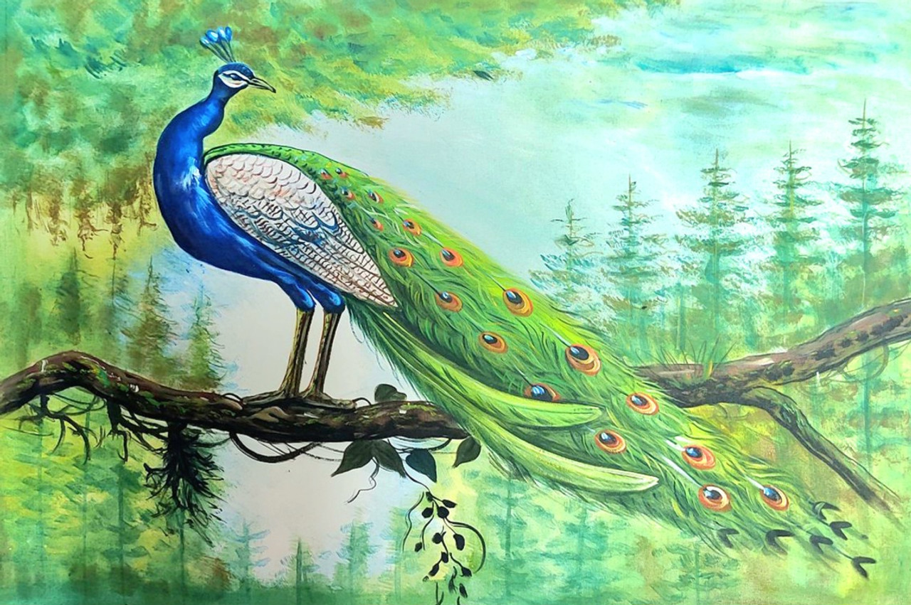 Buy PEACOCK PAINTING VASTU Handmade Painting by ARTOHOLIC. CodeART