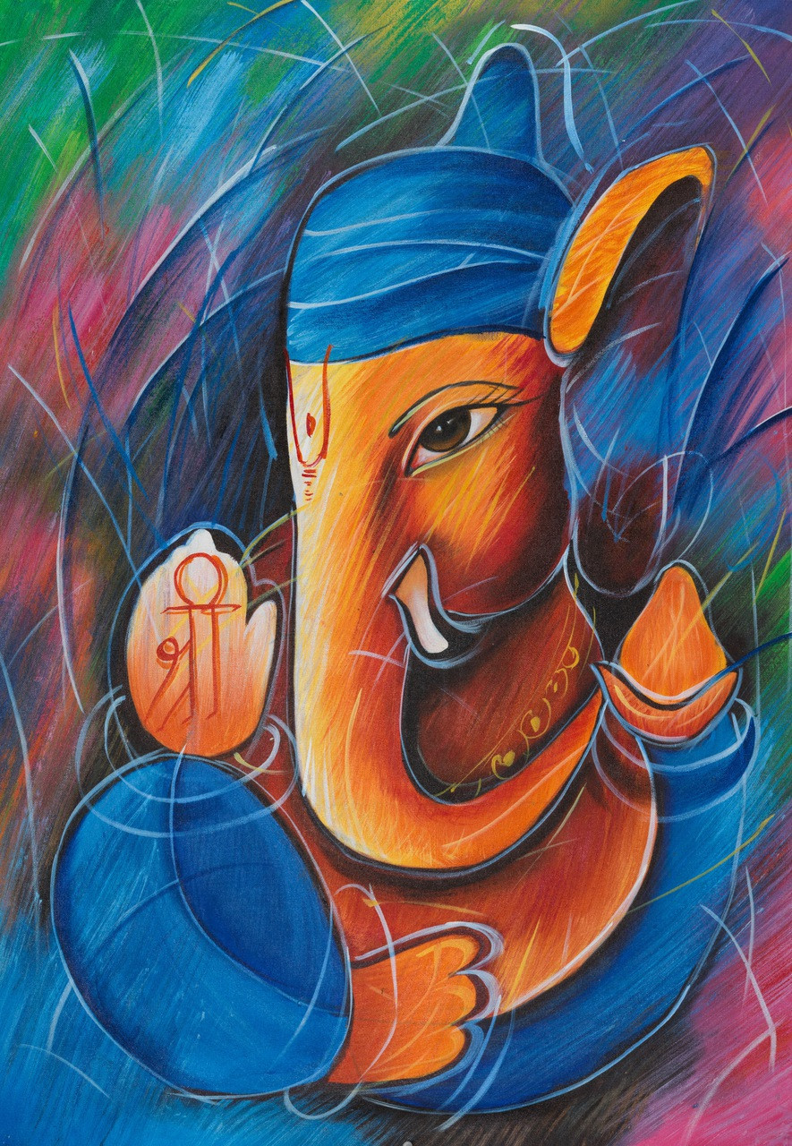 Buy Lord Shree Ganesh Handmade Painting by Community Artists Group ...