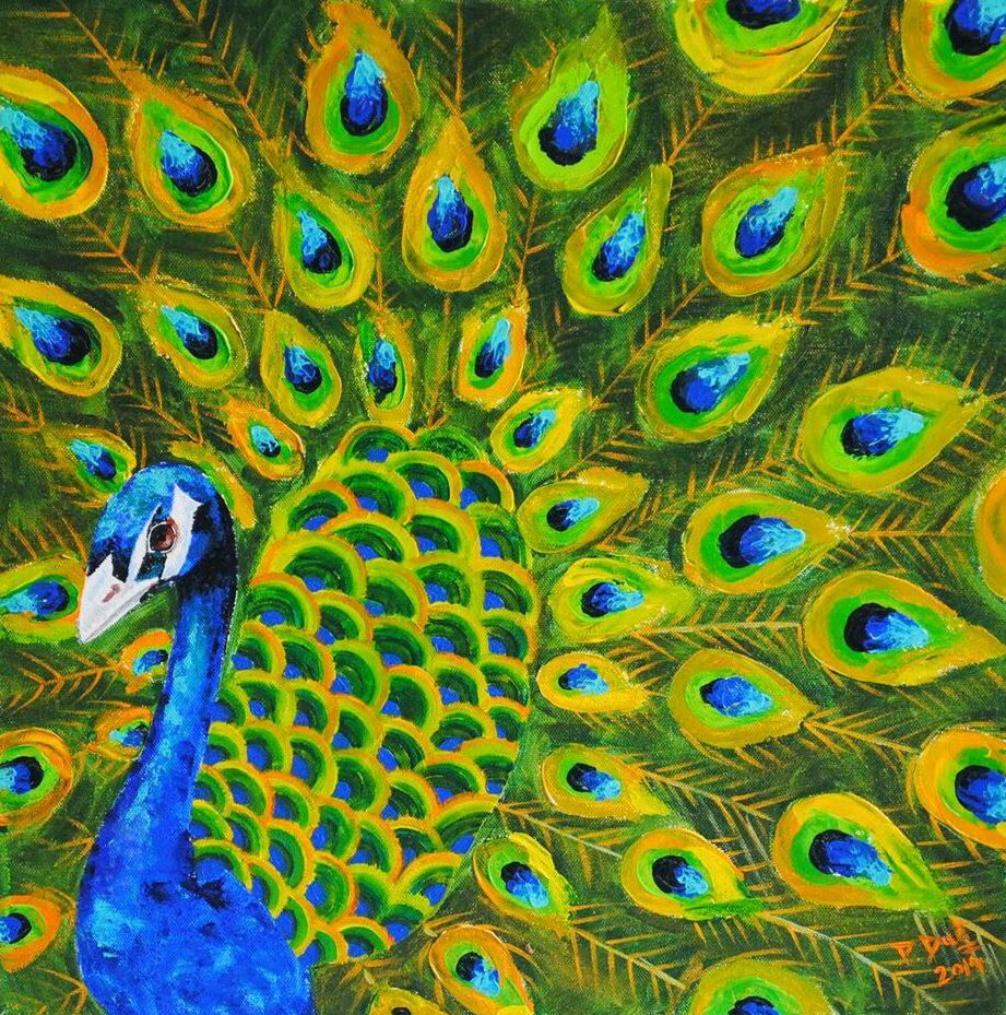 Buy Peacock Handmade Painting by Priyanka Dutt. CodeART_1316_13701