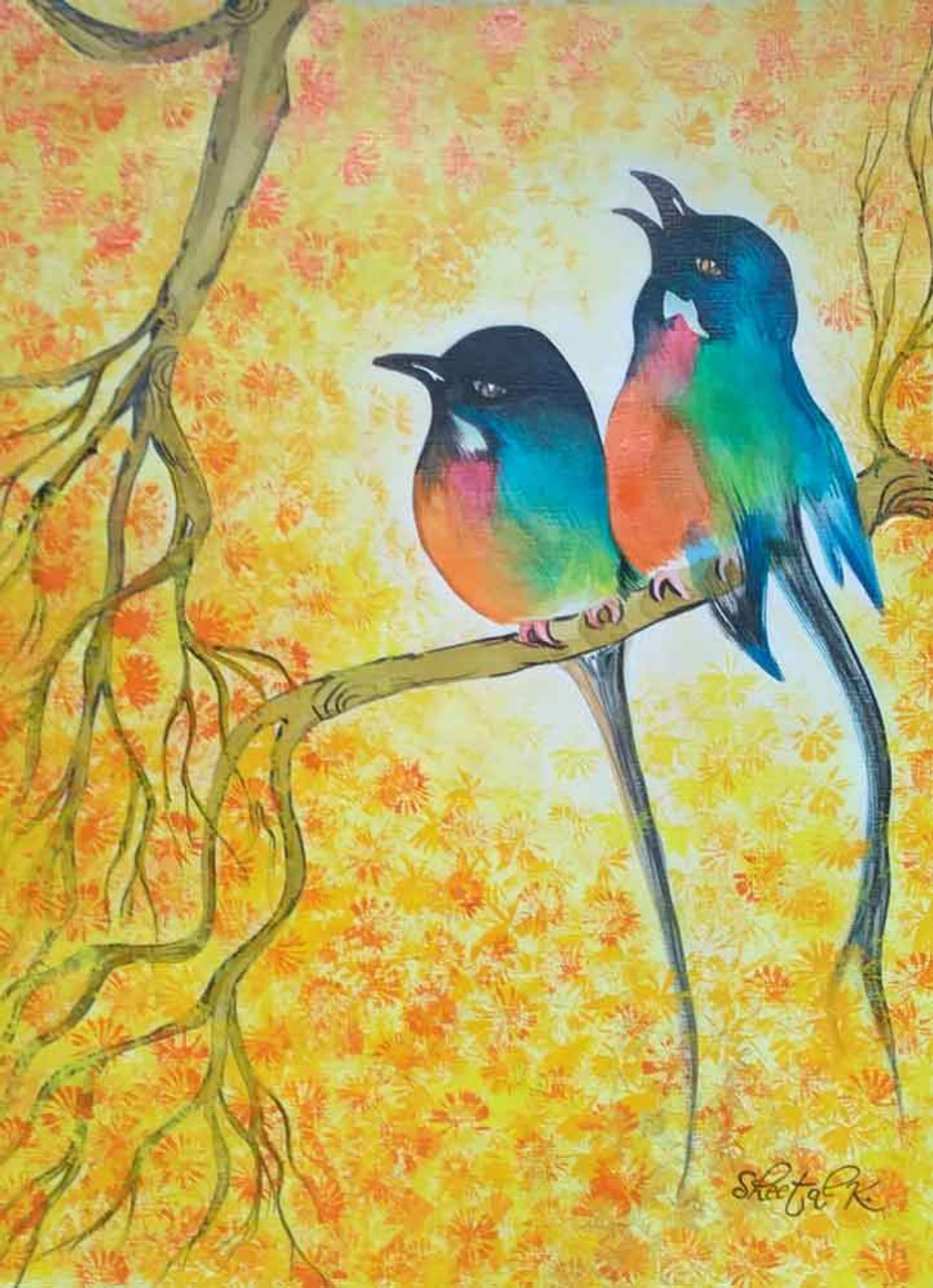 Buy Love Birds . Handmade Painting by Kalyani Kshatriya. Code ...