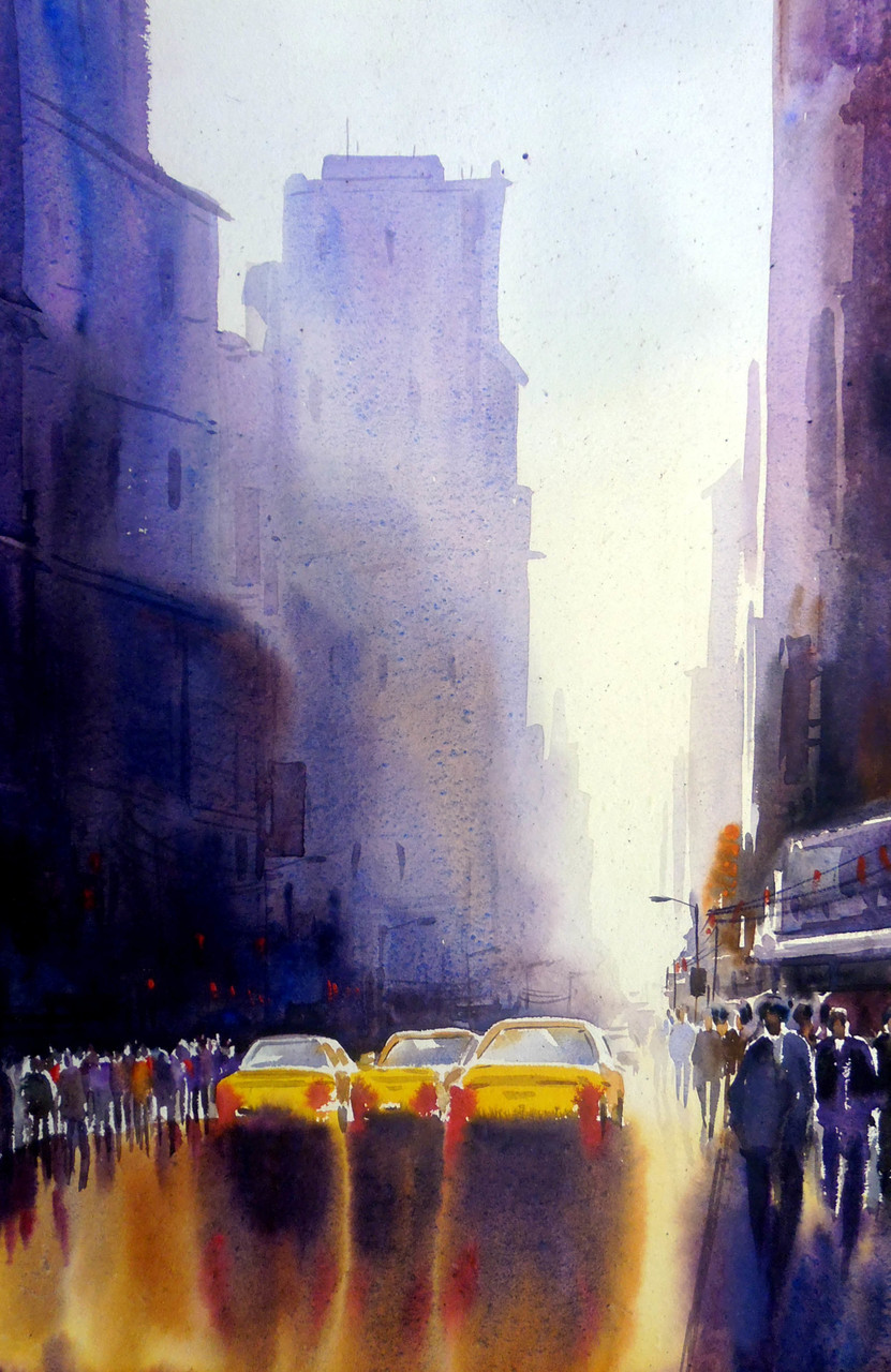 Buy City Street after Rain Handmade Painting by SAMIRAN SARKAR ...