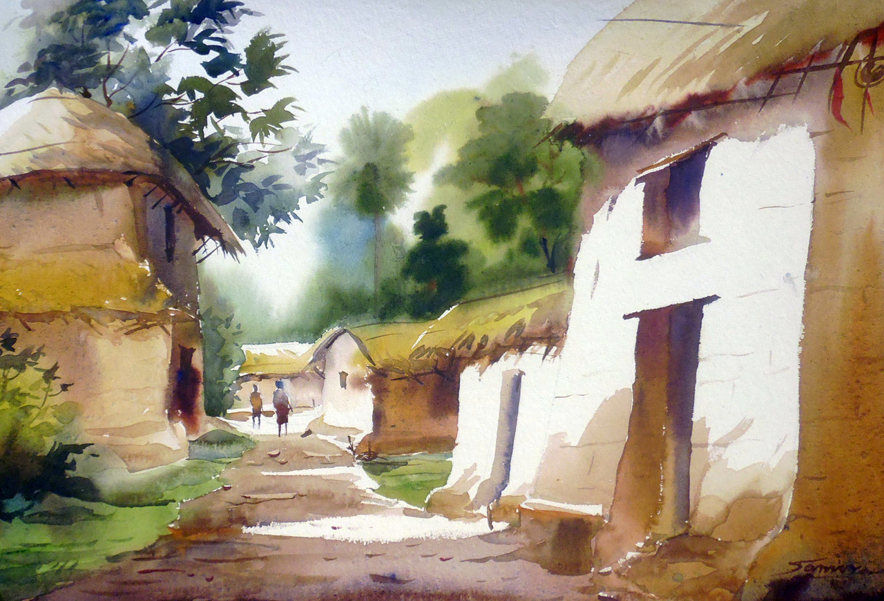 Buy Beauty of Bengal Village Handmade Painting by SAMIRAN ... Download this free vector about african landscape painted in watercolour, and discover more than 11 million professional graphic resources on freepik.