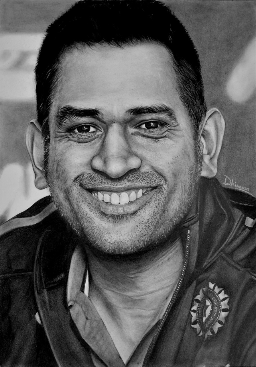 Buy MS Dhoni Handmade Painting by Dhiman Roy. CodeART_2133_17230