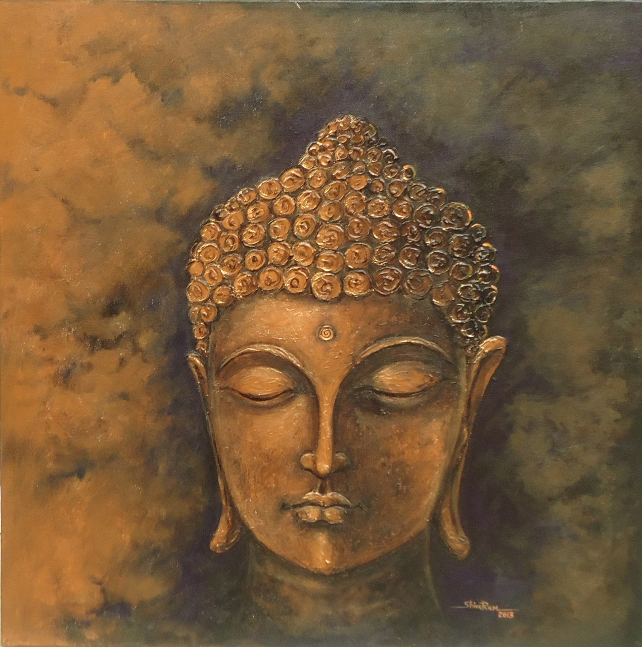 Buddha Art - 24in X 24in (Framed),ART_SYM98_2424,Acrylic Colors ...