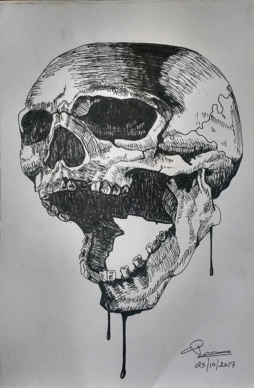 Buy A cool sketch of a cool skull Handmade Painting by Pream ...