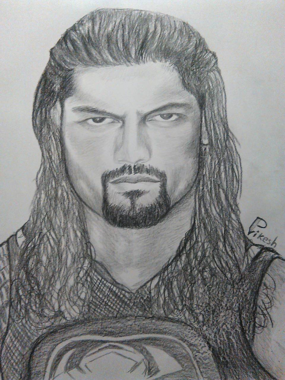 Pro Wrestling Superstar Roman Reigns Drawing by Jim Fitzpatrick  Pixels