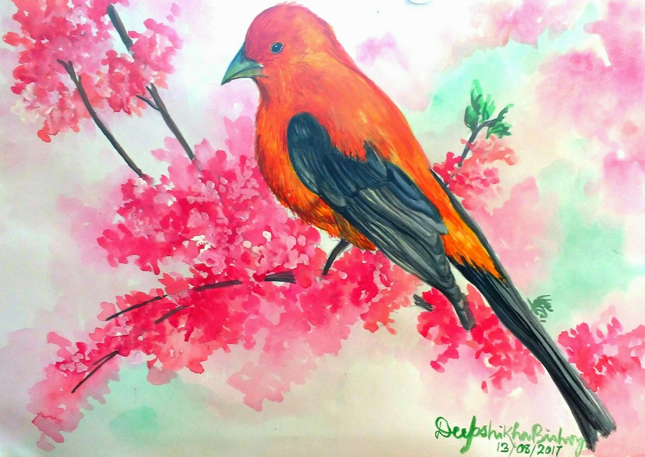 Buy The colourful bird Handmade Painting by DEEPSHIKHA BISHOYI ...