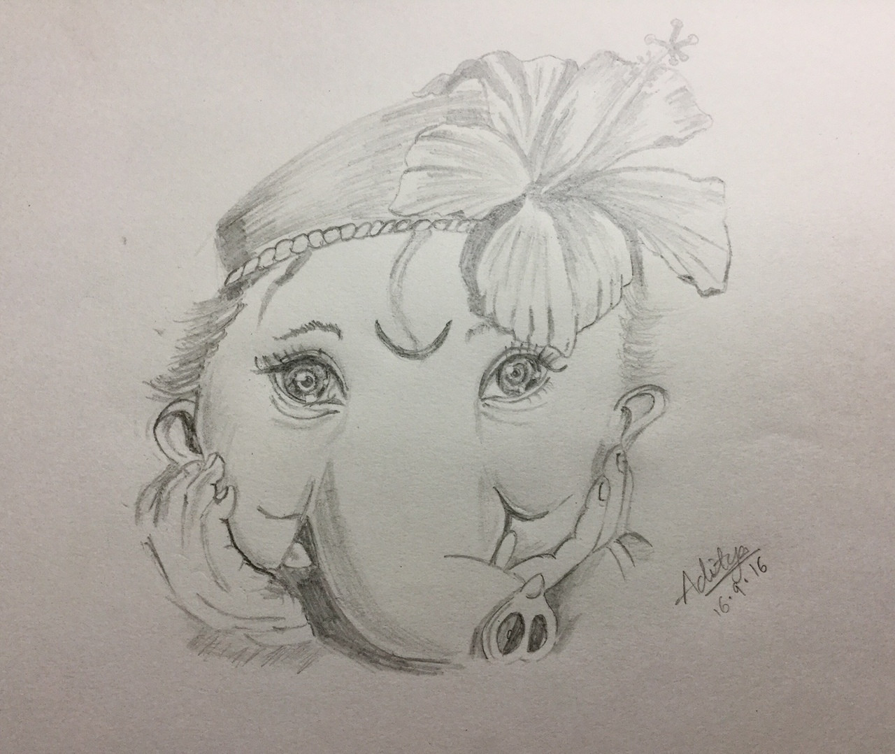 Buy Lord Ganesha sketch Handmade Painting by ADITYA BAFNA.  Code:ART_4820_28623 - Paintings for Sale online in India.
