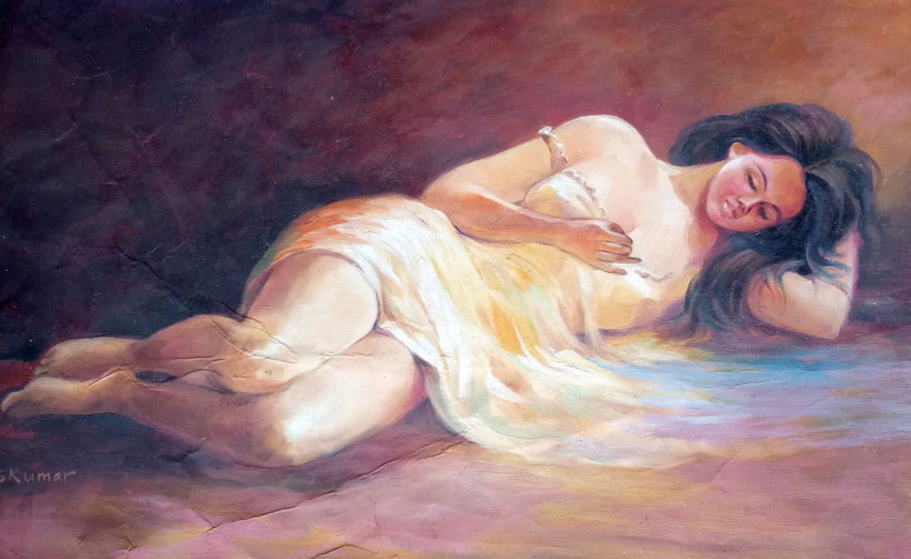 Buy Sleeping Lady Handmade Painting By Sasikumar Purushothaman
