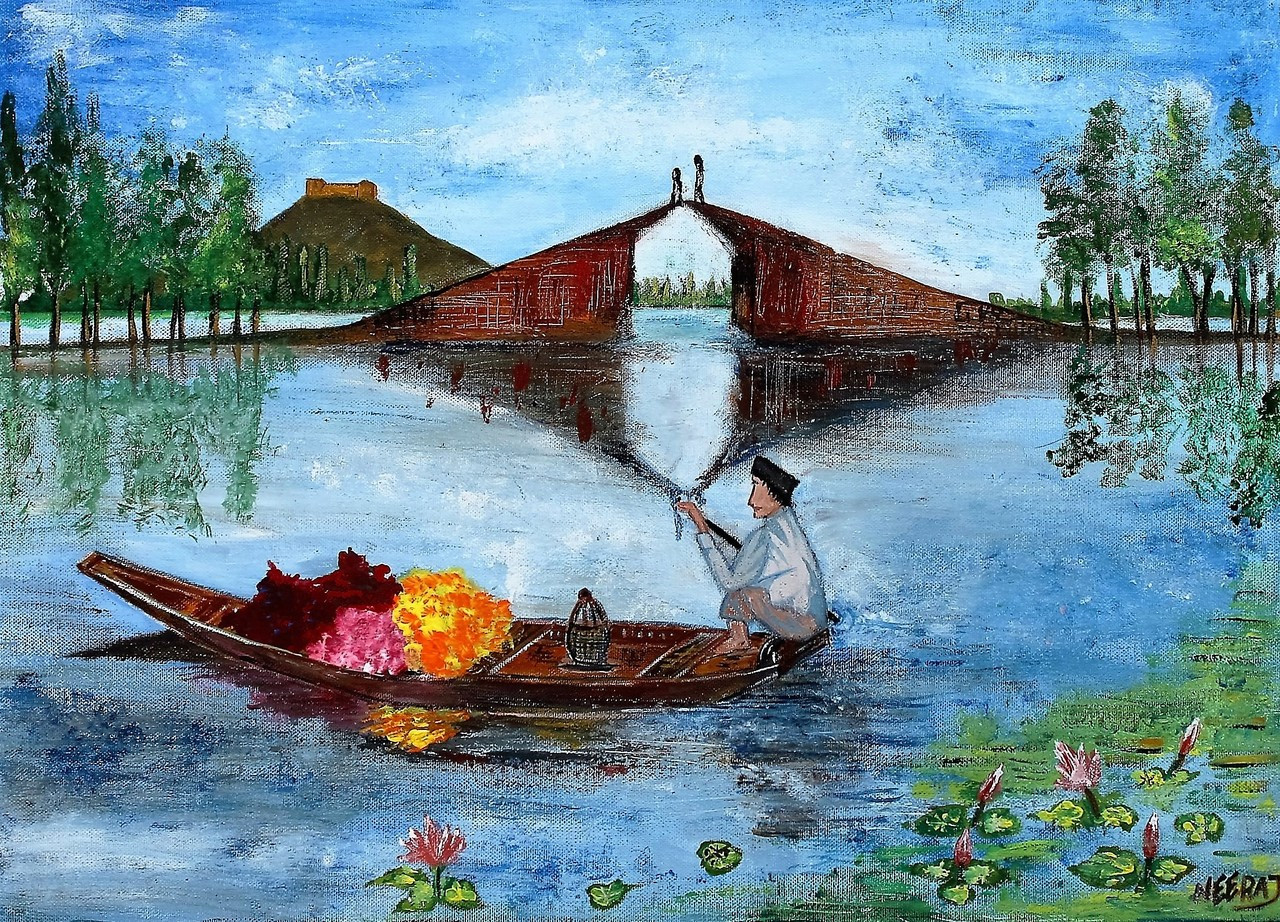 Buy 18x24 KashmirDal Lake Handmade Painting by NEERAJ RAINA. Code