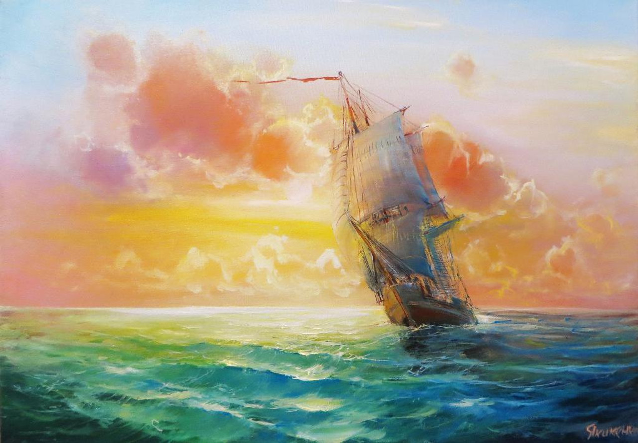 Shop Boat On A Beautiful Sea (PRT_819) - Canvas Art Print - 21in X ...