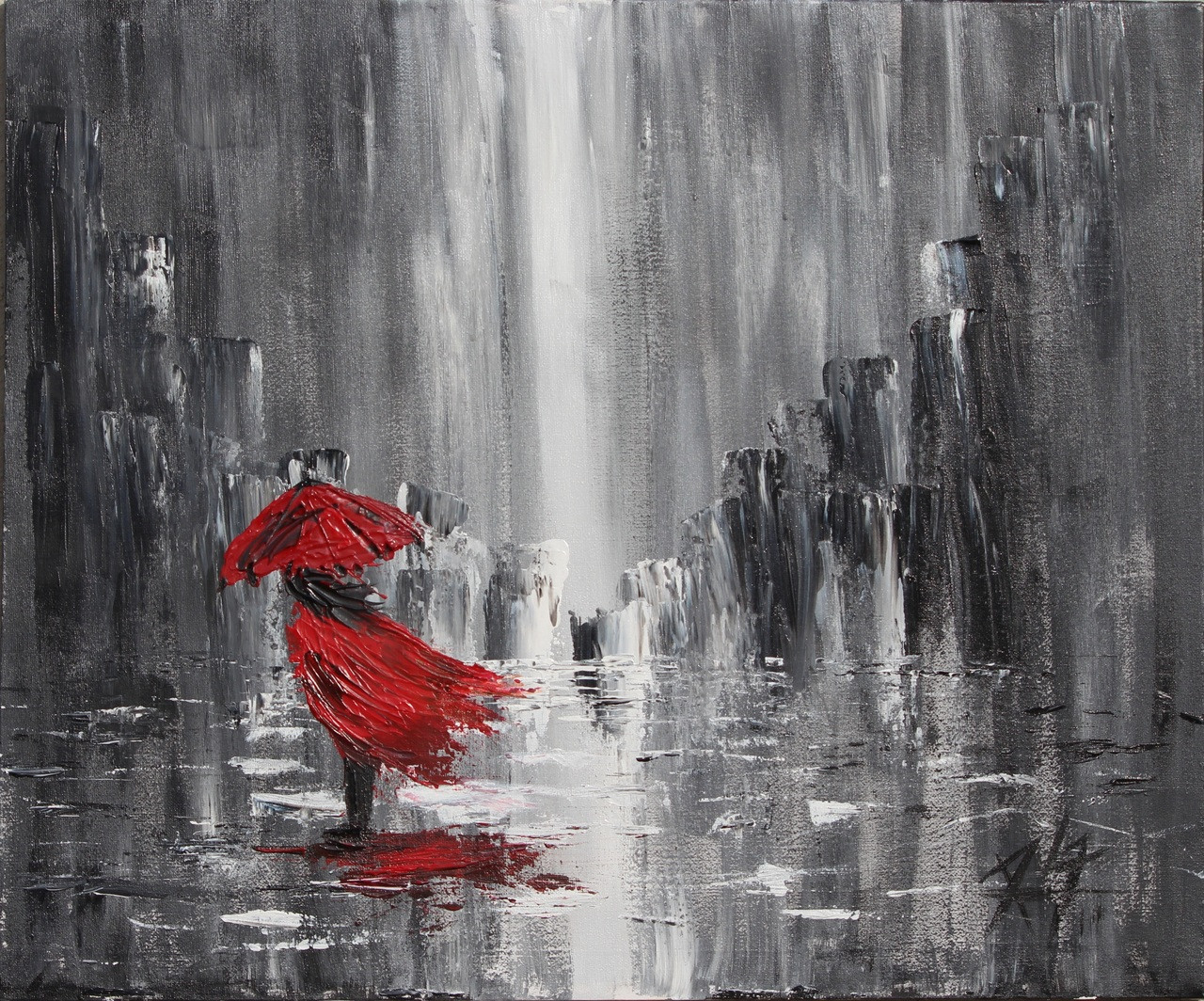 Buy Modern Day Red Riding Hood Handmade Painting By Ramesh G Code