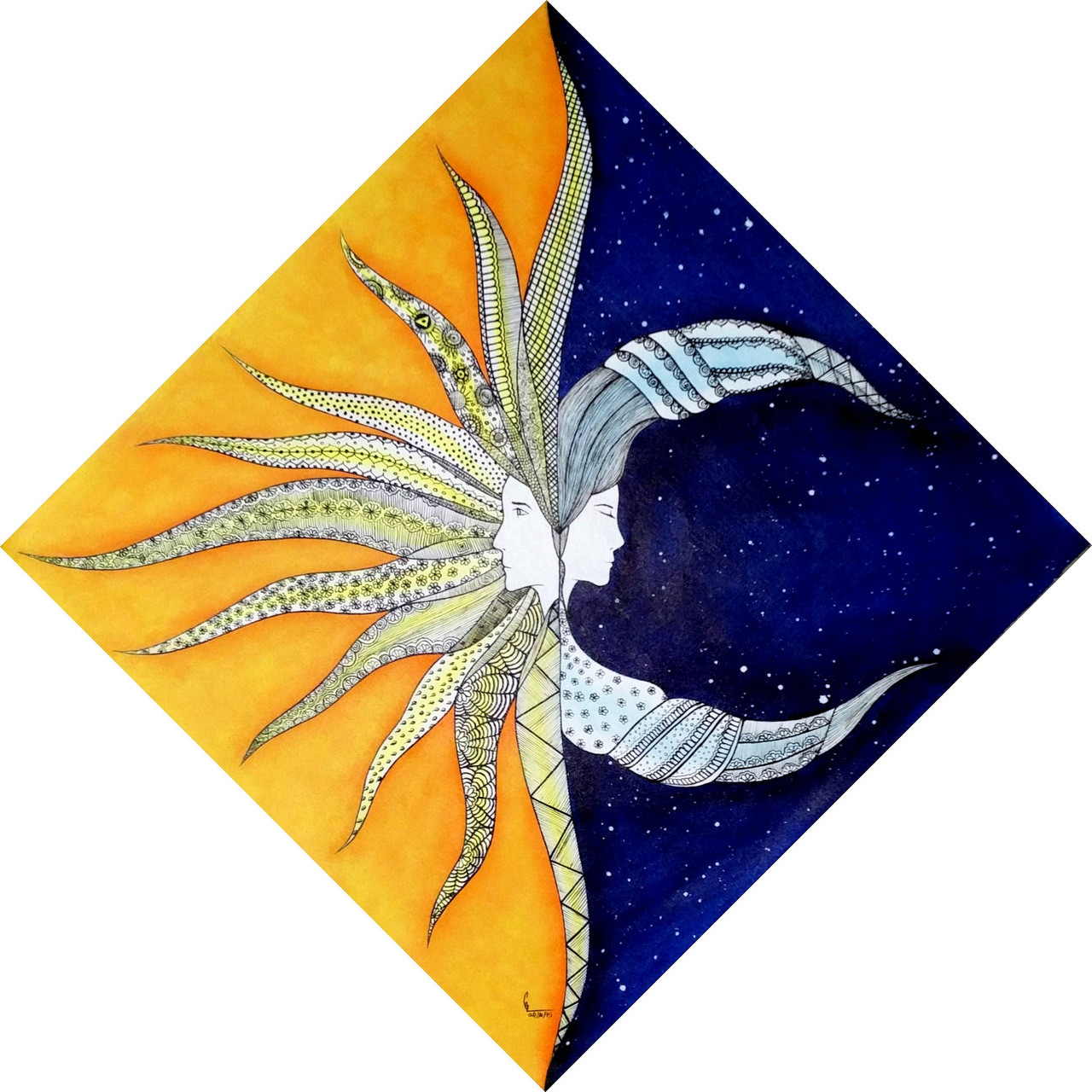 Buy Day And Night Handmade Painting By Chandramouli S Code