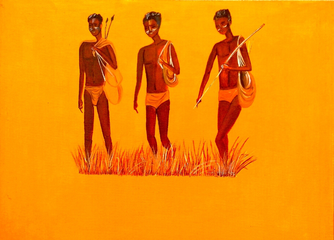 Tribal Hunters - 28in X 22in (Canvas Board),ART_PLTI10_2822,Artist ...