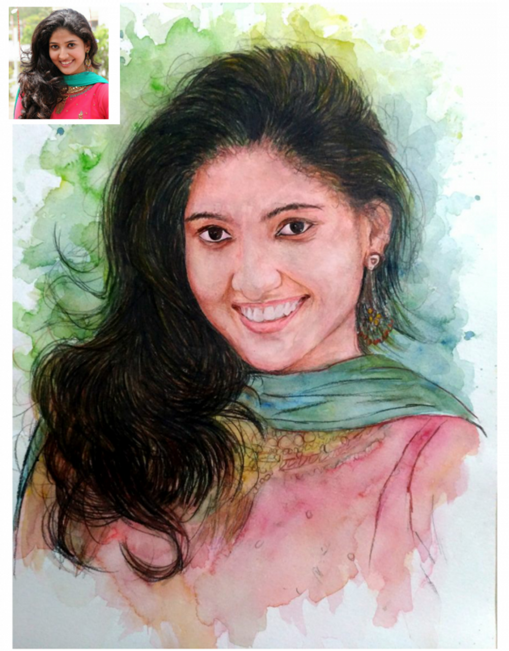 Order Handmade Watercolor Painting Portrait Online from India