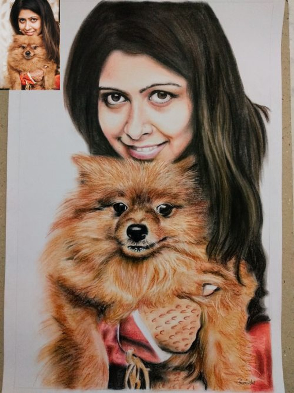 Color pencil sketch handmade by charcoal portrait drawing artists in India