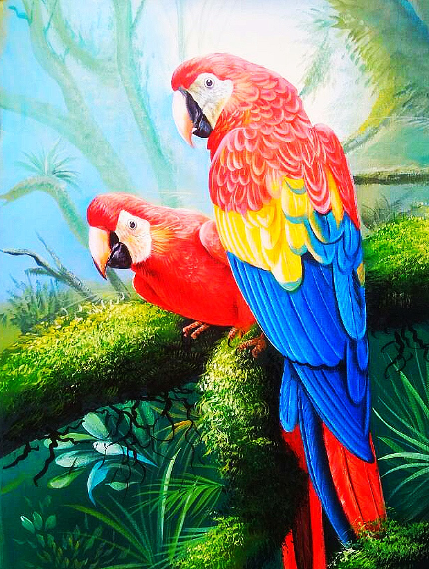 Buy Parrot painting Handmade Painting by KULDEEP SINGH. CodeART_6706