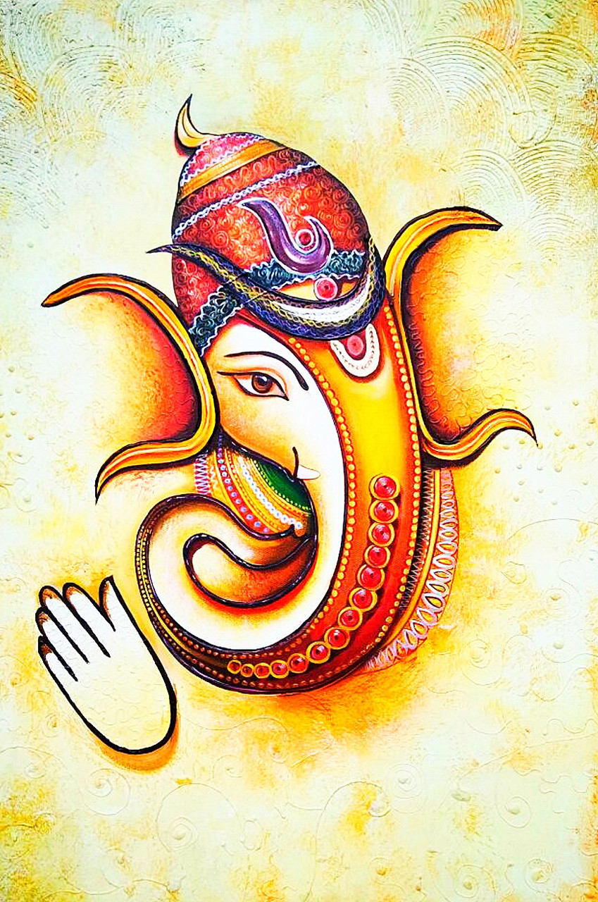 Buy Ganesha painting Handmade Painting by KULDEEP SINGH. Code ...