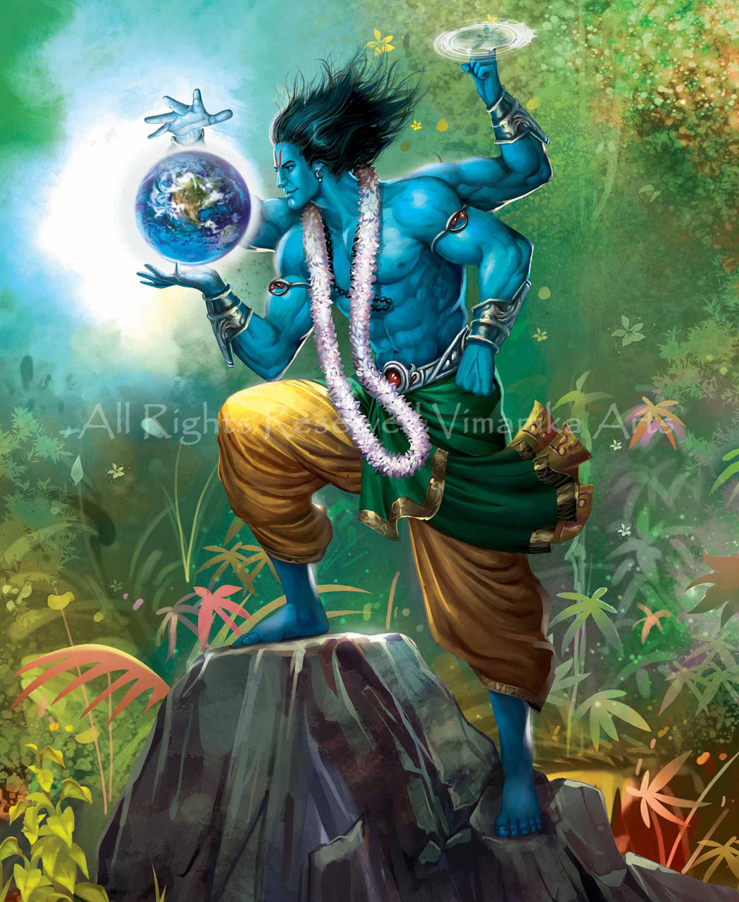 Buy Lord Vishnu Earth Canvas Art Print by Vimanika Arts. Code ...