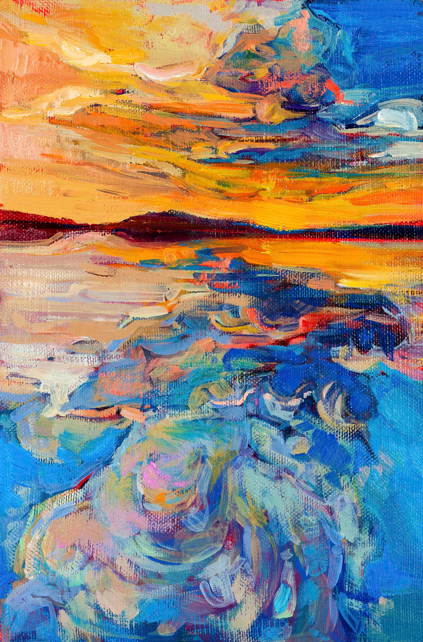 Buy Nature Oil Painting Of Sea Sky On Canvas Sunset Over Ocean