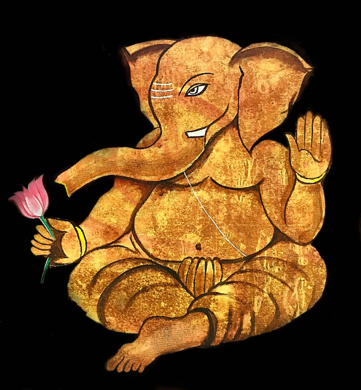 Buy Ganesha in black background Handmade Painting by AKASH BHISIKAR.  Code:ART_5557_45684 - Paintings for Sale online in India.