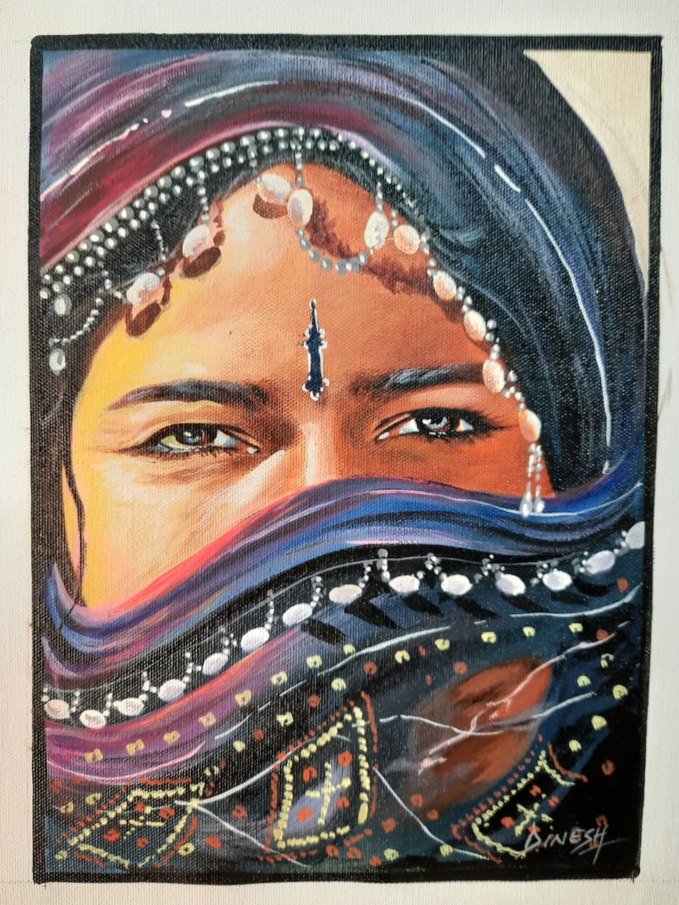 Buy handmade painting on silk hand painting rajasthani gypsy woman ...