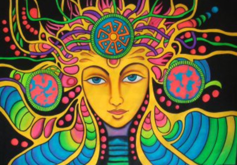 Buy Abstract Woman Face Luminous Color Handmade Painting Ultraviolet Color 100 Glow Handmade Painting By Manish Vaishnav Code Art 7555 49955 Paintings For Sale Online In India