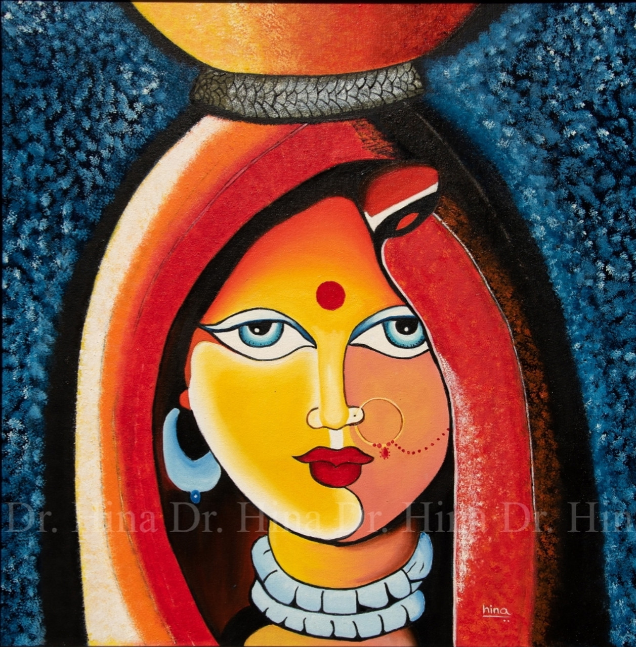 Buy Indian lady with pot Handmade Painting by DR. HINA RENA. Code ...