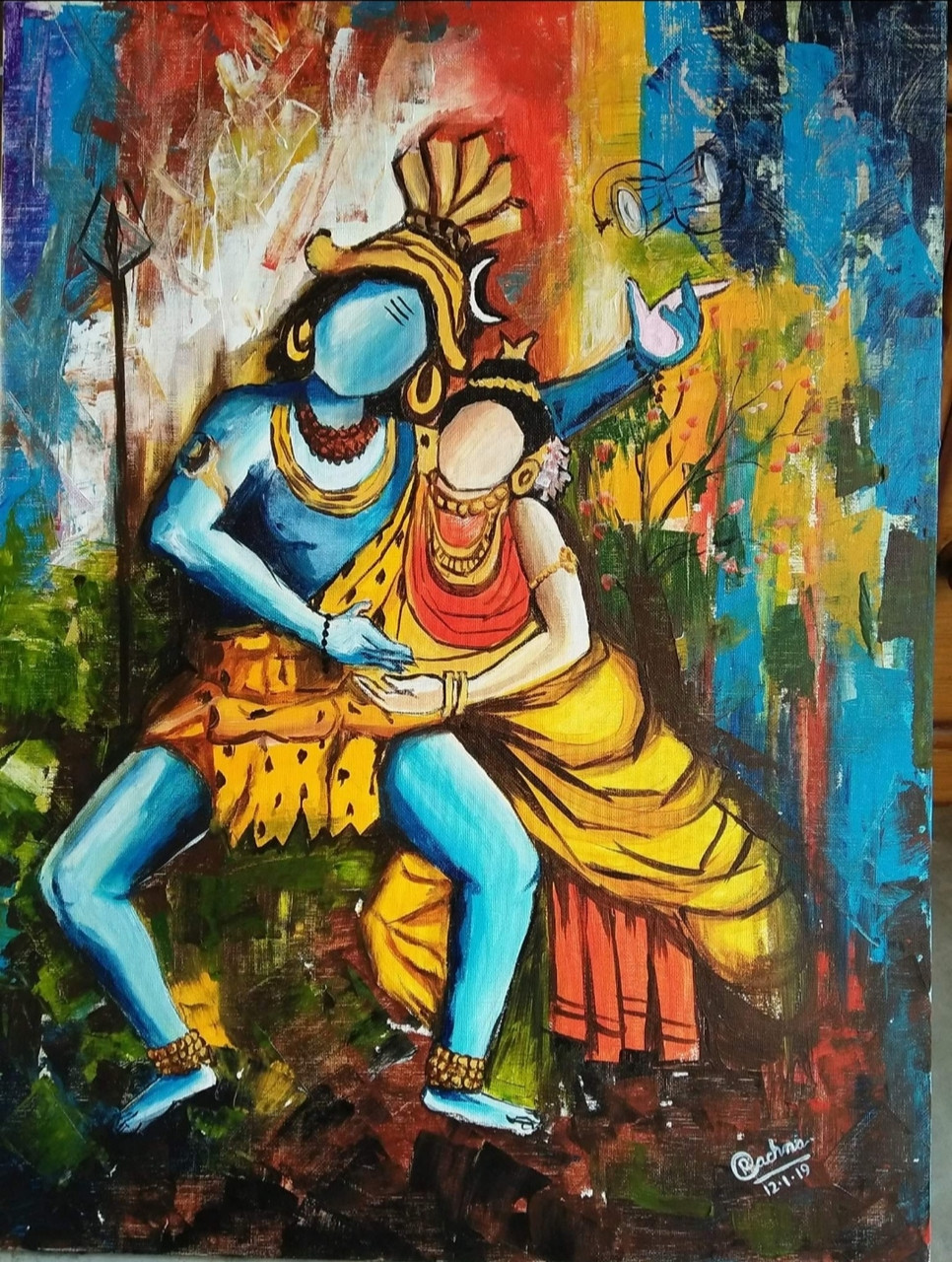 Buy Shiv shakti Handmade Painting by RACHNA BAGCHI. Code ...
