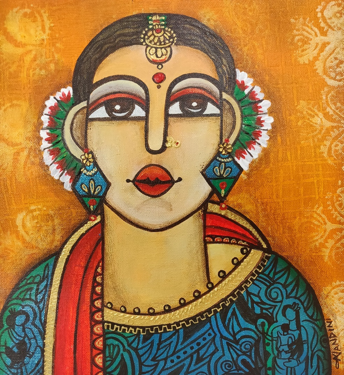 Buy Indian woman Handmade Painting by NANDINI VERMA. Code:ART_5103 ...