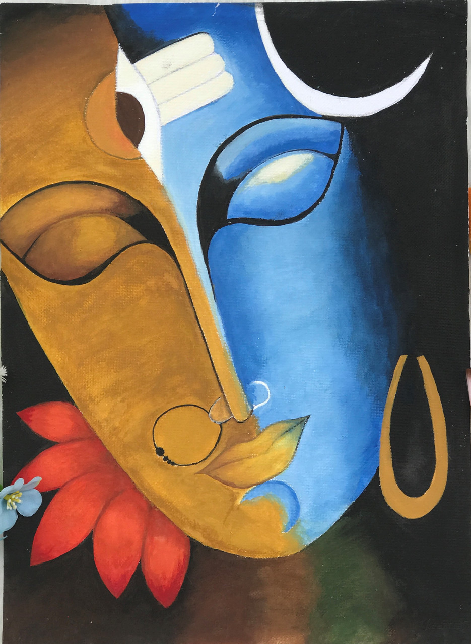 Buy Shiv Parvati painting Handmade Painting by KEERTI JITURI. Code ...