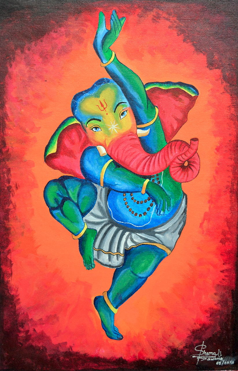 Buy Dancing Ganesha Canvas Art Print by SHAMALI BAWARE. Code ...