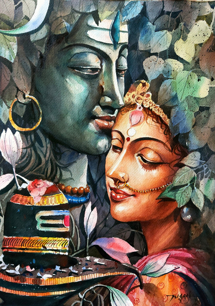 Buy SHIV PARVATI Handmade Painting by VAIBHAV KHARE (Seller). Code ...