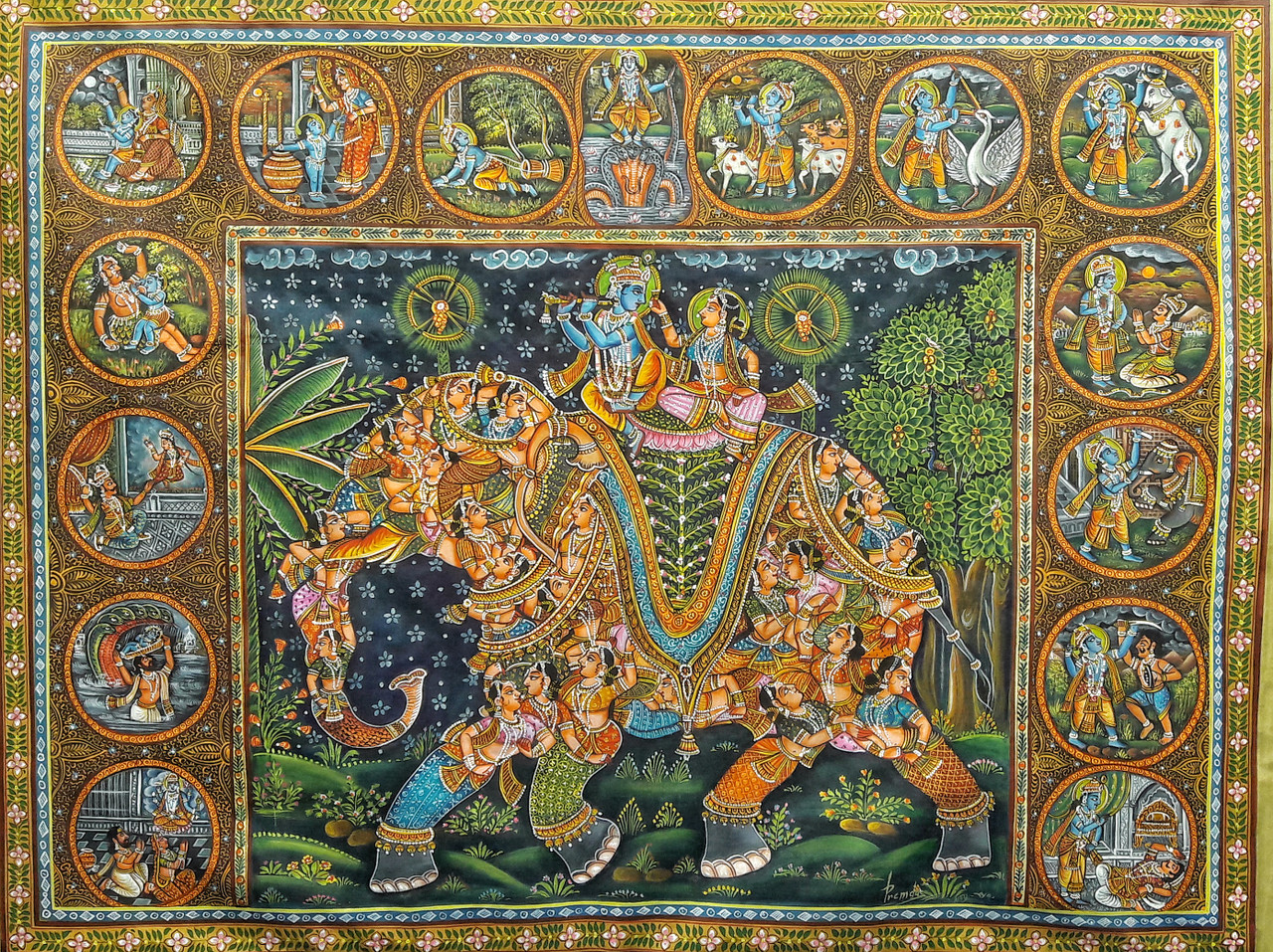 Buy Krishna paintings Krishna Leela painting silk painting ...