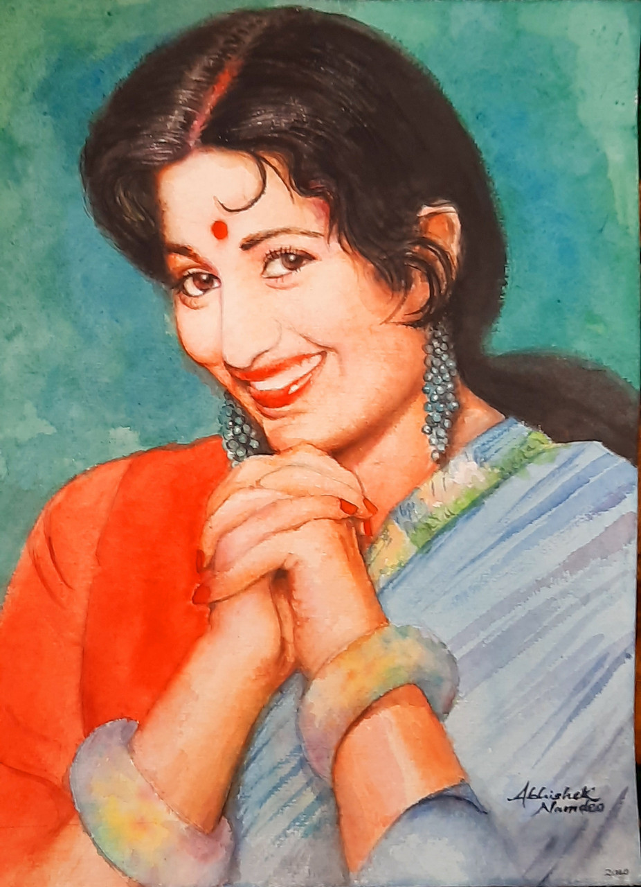 Buy Madhubala Handmade Painting by ABHISHEK NAMDEO. Code ...